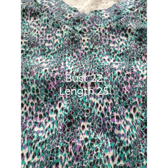 Womens NICOLE MILLER Purple Green Marbled Animal Print Shirt Sz 2x - Picture 6 of 8